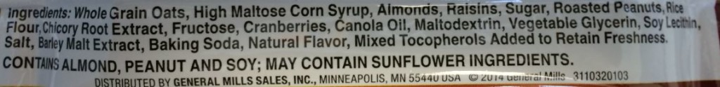 Ingredients in the Nature Valley Trail Mix granola bar